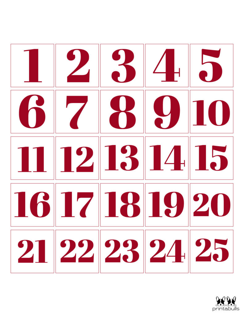 Christmas Numbers | Printabulls intended for Free Printable Numbers For Advent Calendar 2025