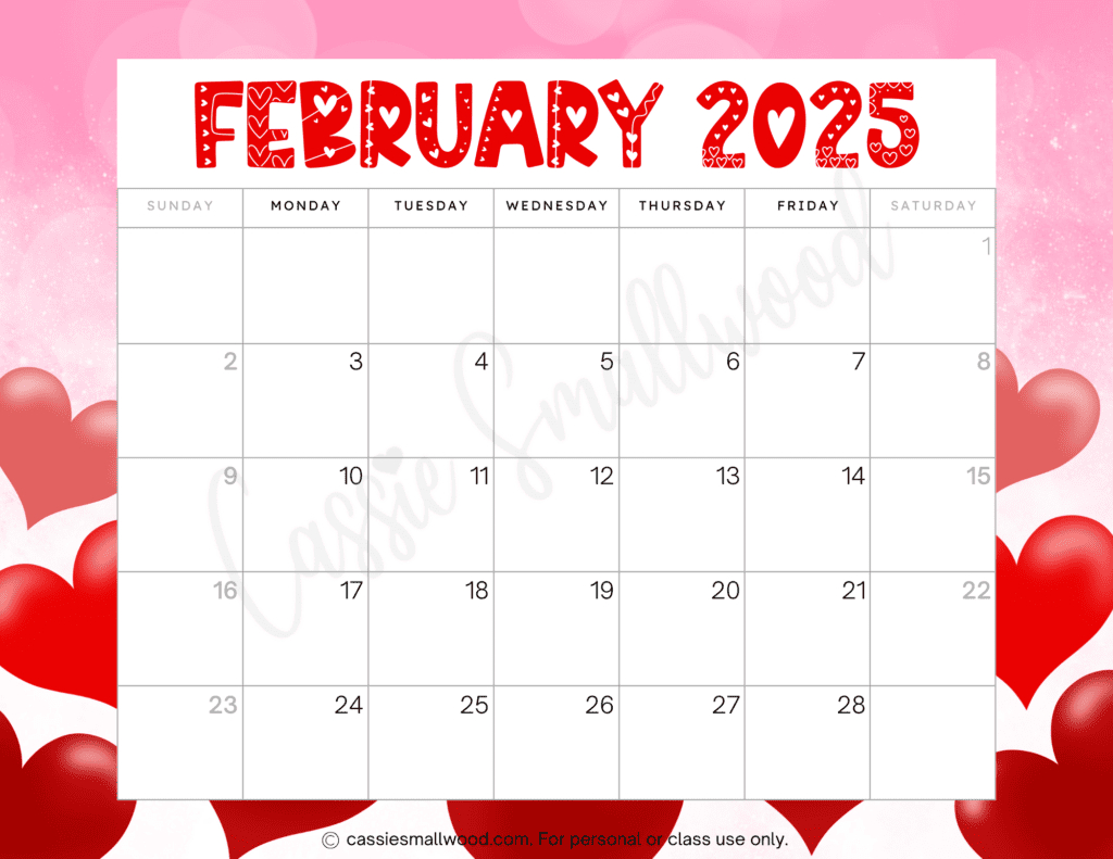 Cute 2025 Free Printable Monthly Calendars - Cassie Smallwood in Cute Monthly Calendar 2025 Printable