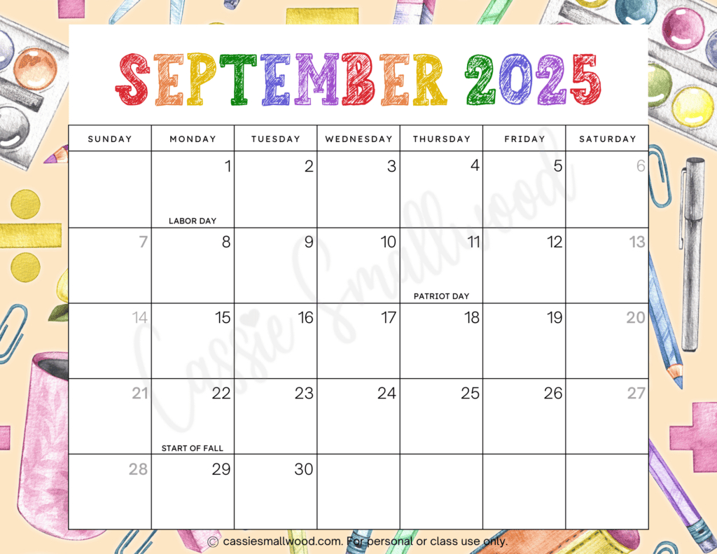 Cute 2025 Free Printable Monthly Calendars - Cassie Smallwood inside 2025 Fun Holiday Calendar Printable