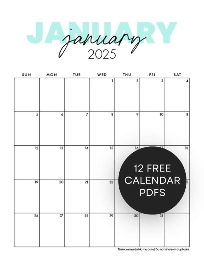 Cute 2025 Monthly Calendar Free Printable with 2025 Monthly Calendar Printable Cute