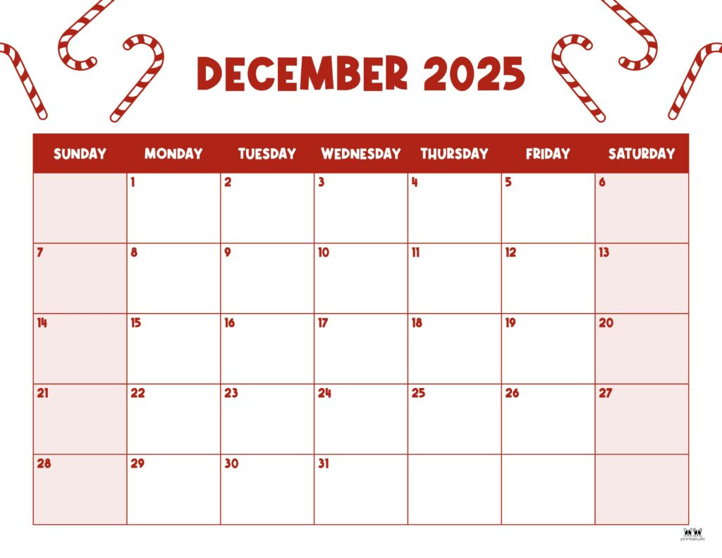 December 2025 Calendars - 107 Free Printables | Printabulls in Free Christmas Printable Calendar 2025