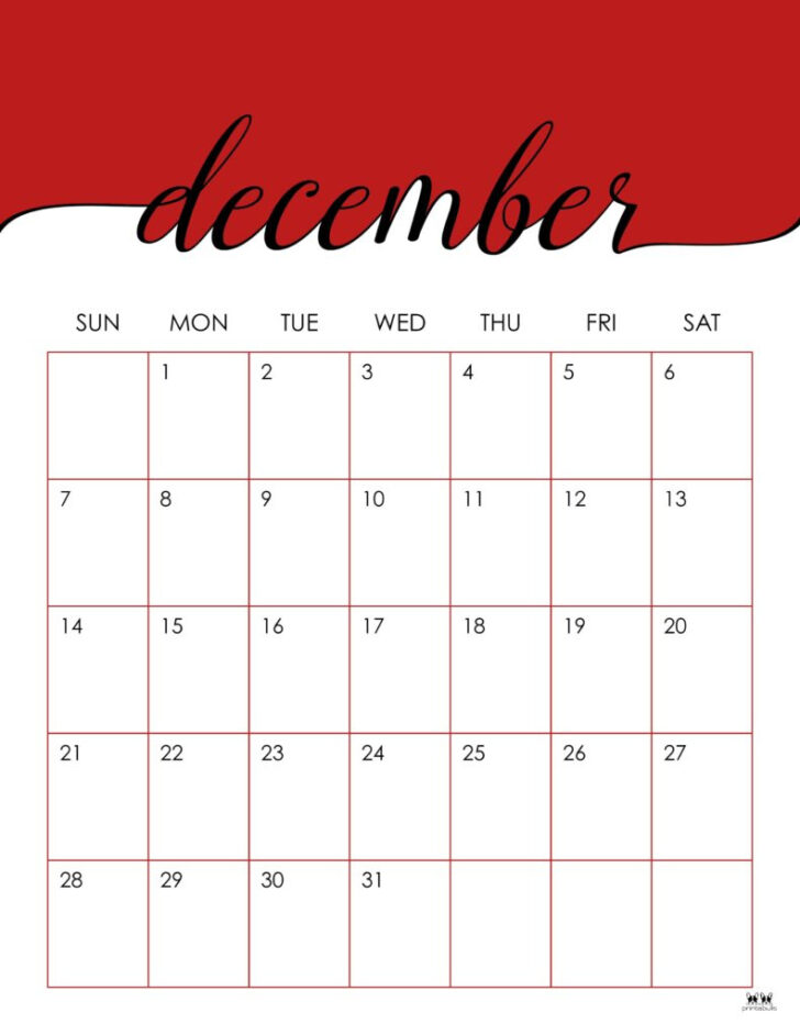 Christmas Calendar 2025 Free Printable