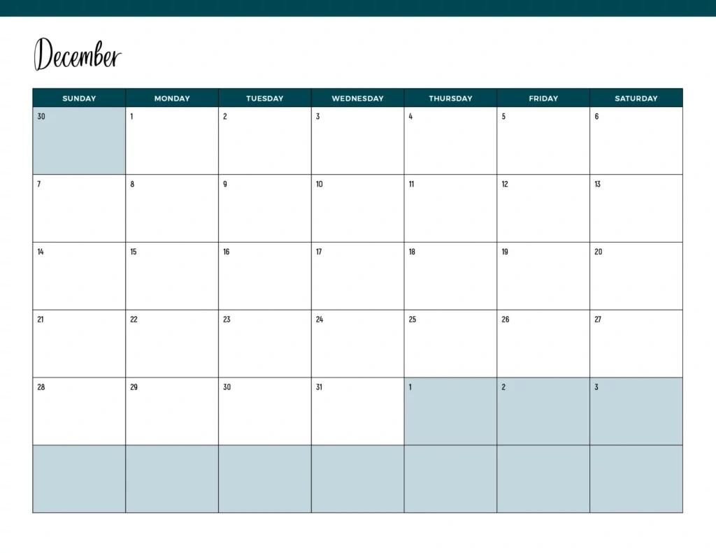 December 2025 Calendars - Free Pdf Download within Countdown To Christmas Printable Calendar 2025