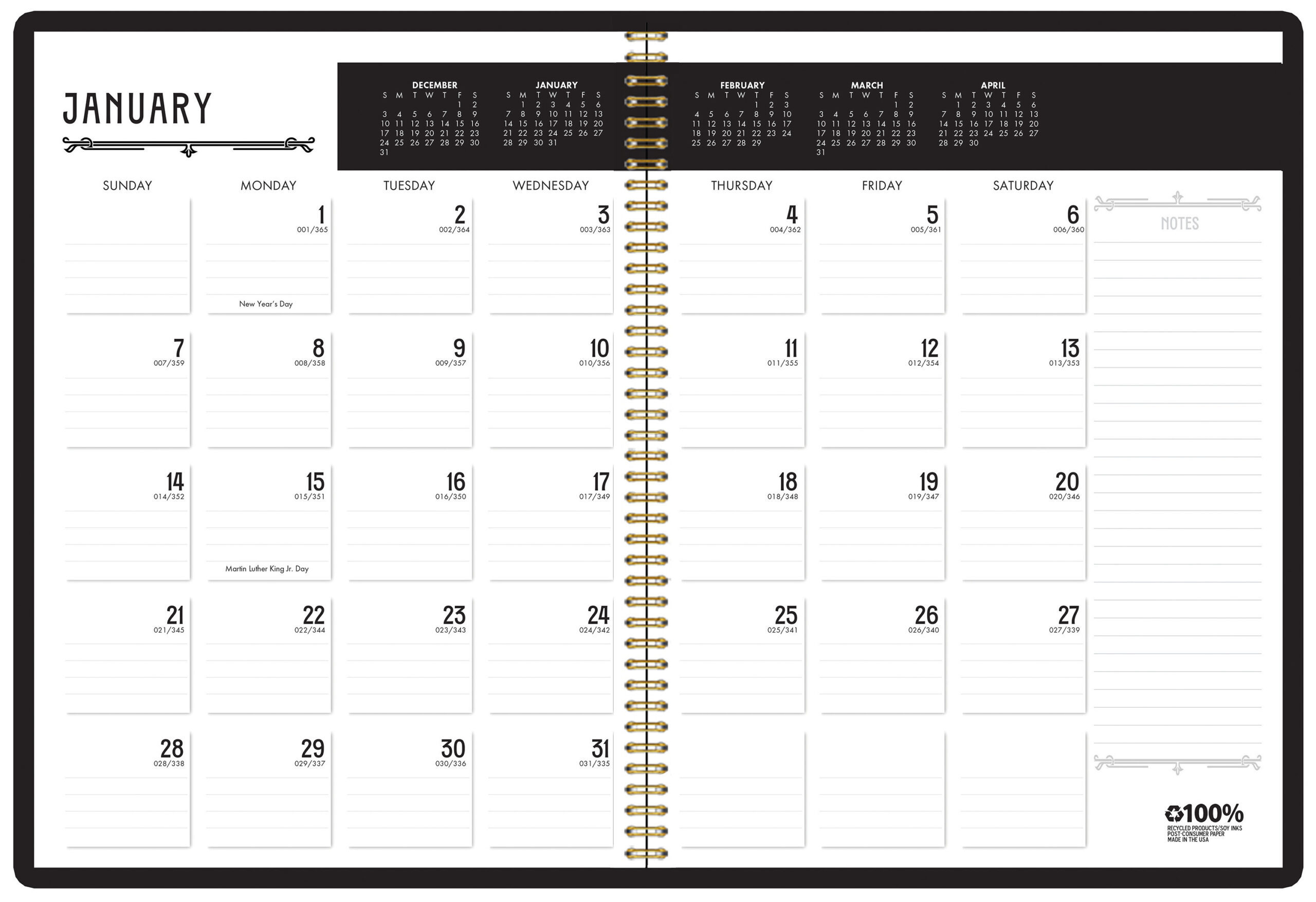 Deco Days Recycled Monthly Planner | House Of Doolittle with 8 1/2 X 11 Monthly Calendar Printable