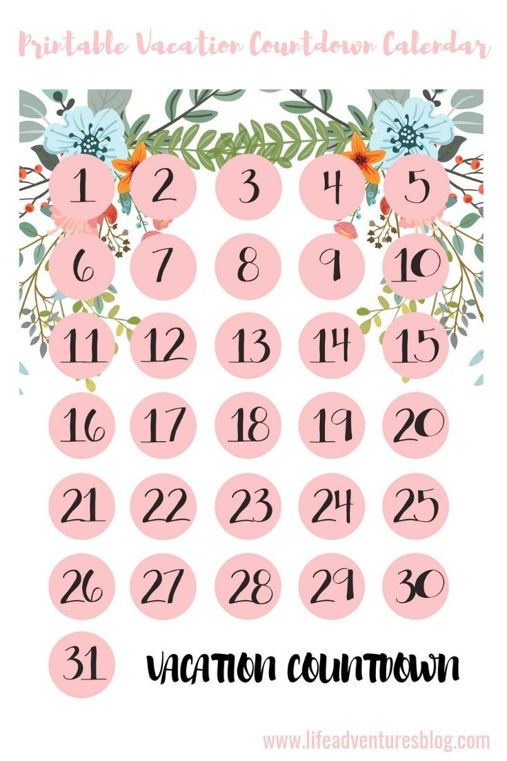 Disney Vacation Countdown Calendars - My Main Street Adventures regarding 21 Day Countdown Calendar Printable