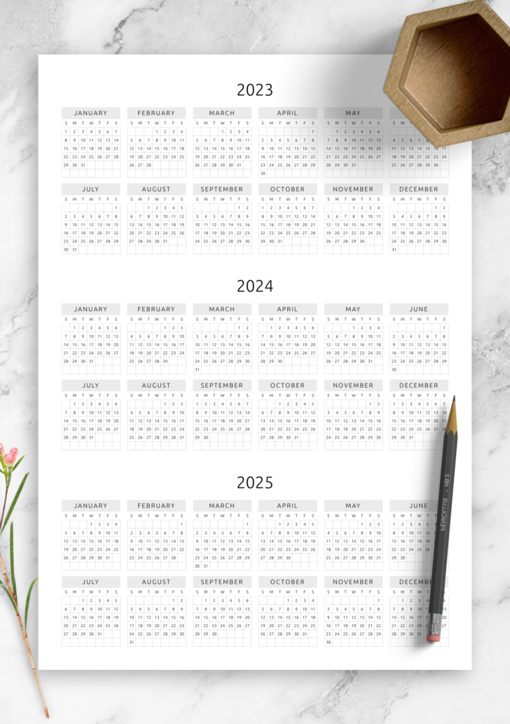 3 Year Calendar Printable