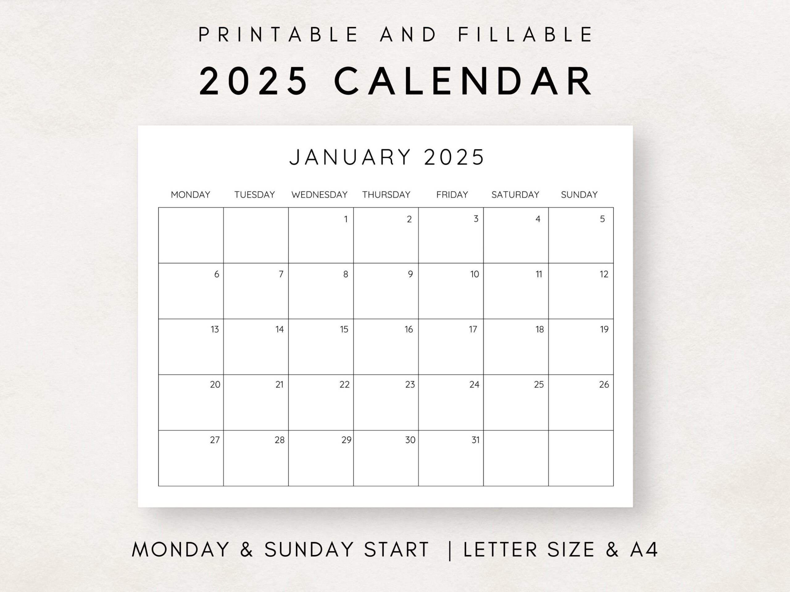 Druckbarer Kalender 2025, Monatskalender 2025, Befüllbarer regarding 2025 Calendar 2025 Printable