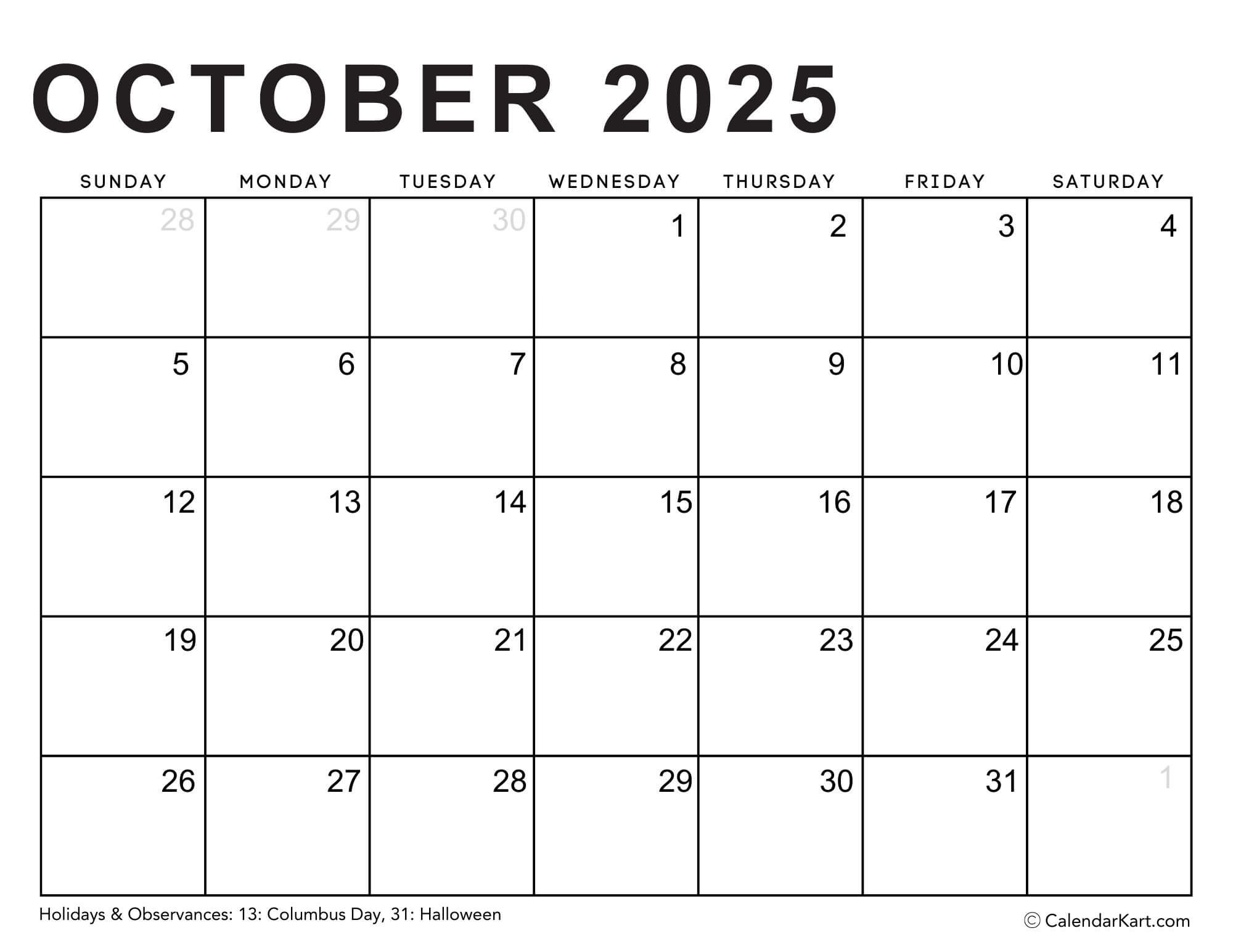 Editable Printable Calendars 2025 - Typeable Pdf - Calendarkart throughout Edit Printable Calendar 2025