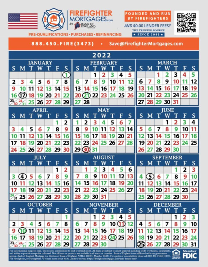 2025 Firefighter Shift Calendar Printable