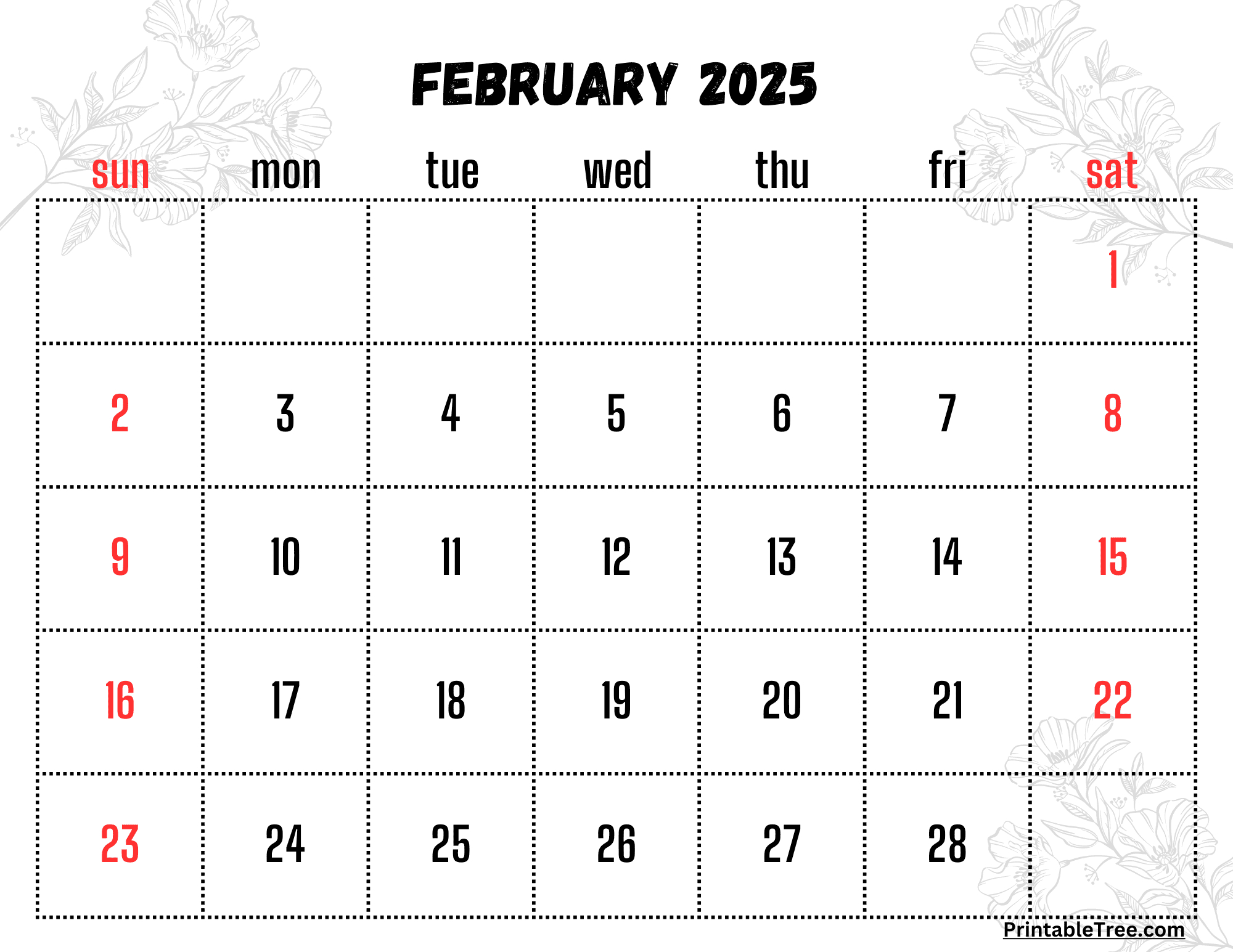 February 2025 Calendar Printable Pdf Template With Holidays intended for February Free Printable Calendar 2025