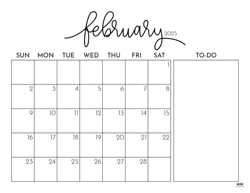 February 2025 Calendars - 107 Free Printables | Printabulls in 2025 February Printable Calendar