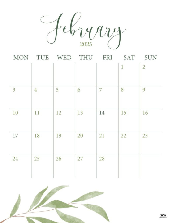 Blank Printable February Calendar 2025