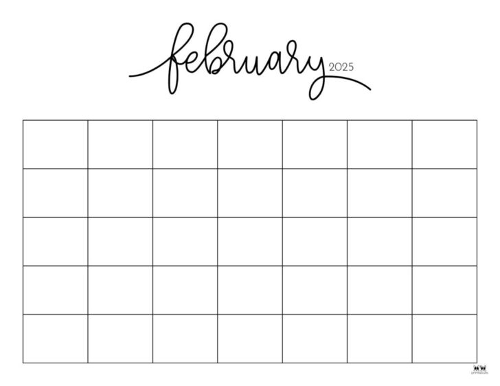 February Blank Printable Calendar 2025