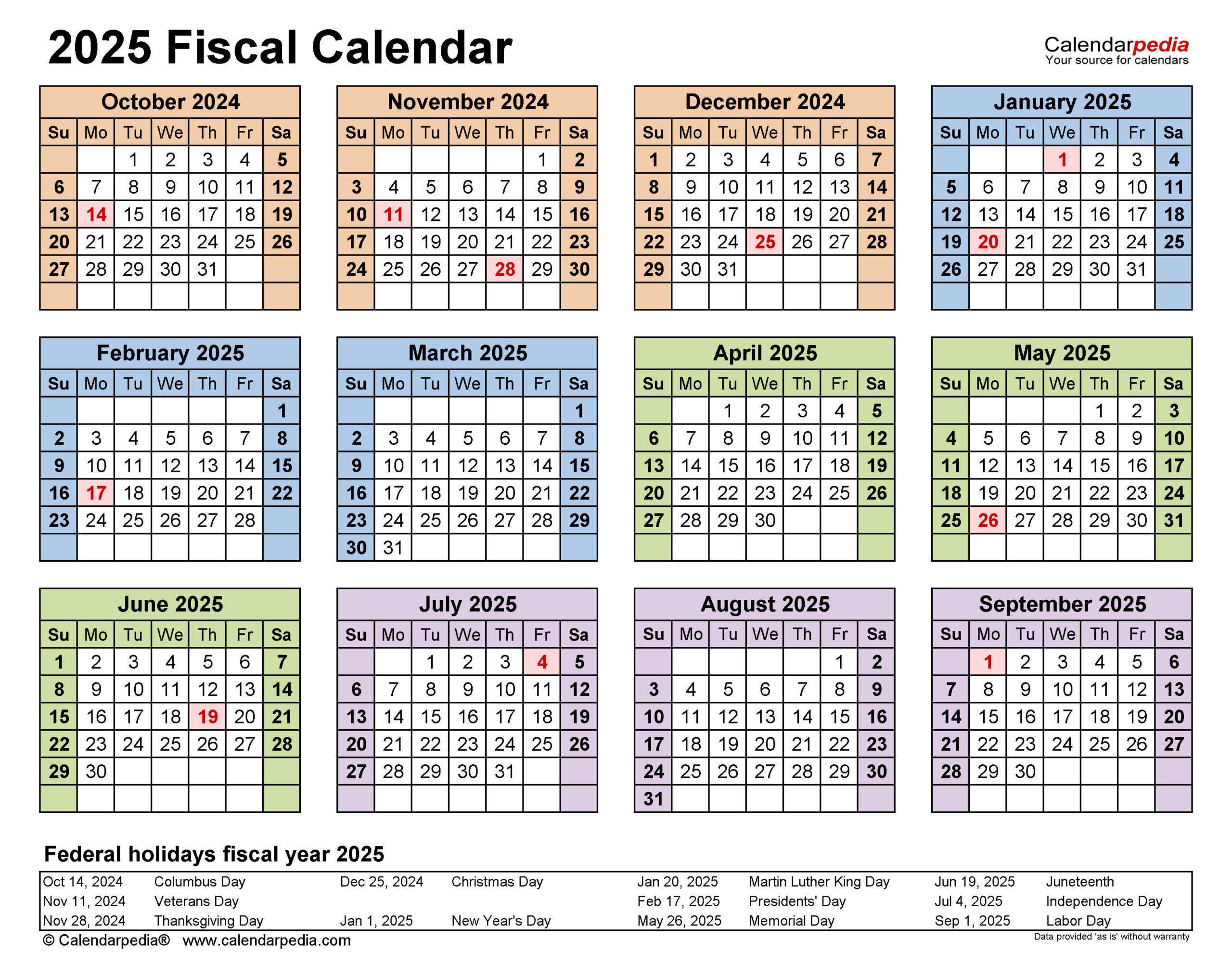 Fiscal Calendars 2025 - Free Printable Pdf Templates in 2025 Government Calendar Printable