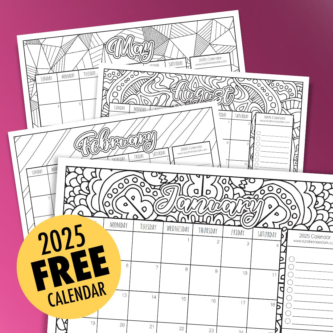 Free 2025 Printable Coloring Calendar -Sarah Renae Clark for Free Printable Advent Calendar 2025 Coloring Page