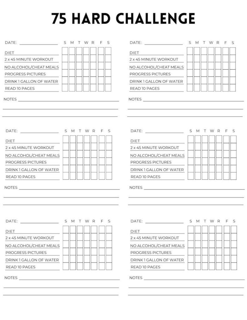 Free 75 Hard Printable Calendar - Originalmom with regard to 75 Day Calendar Printable