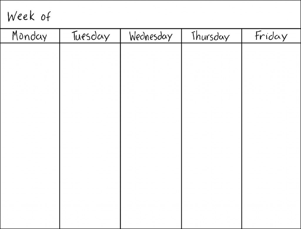 Free Blank 5 Day Calendar pertaining to 5 Day Calendar Printable Free