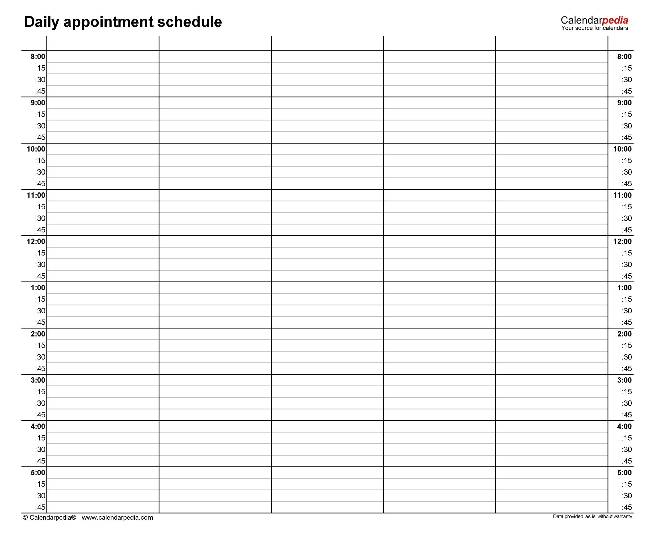 Free Daily Schedules In Pdf Format - 30+ Templates with 15 Minute Calendar Printable