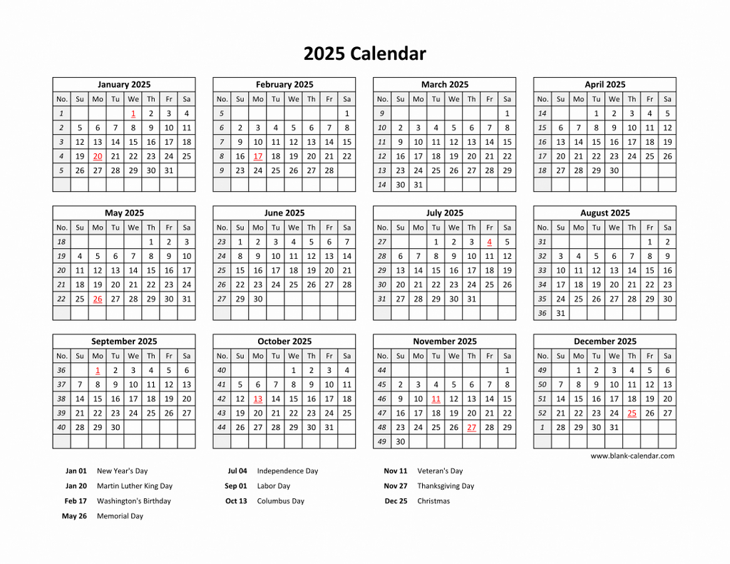 Free Download Printable Calendar 2025 With Us Federal Holidays in Federal Holiday Calendar 2025 Printable