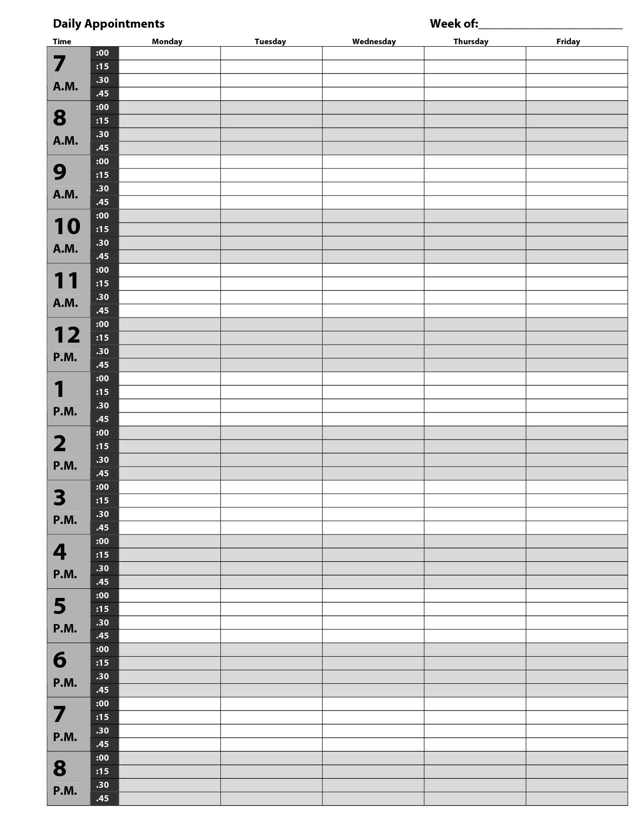 Free Printable 15 Minute Planner regarding 15 Minute Calendar Printable