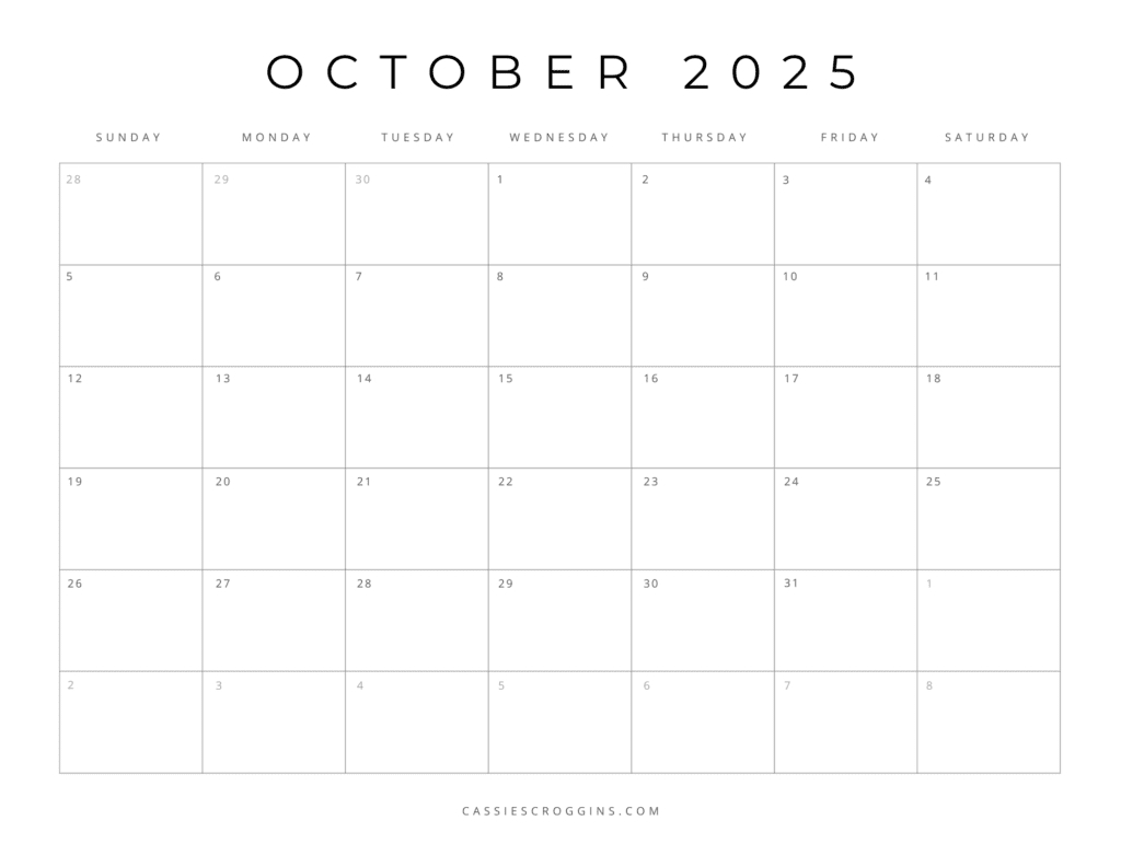 Free Printable 2025 Blank Calendar Templates (All 12 Months) for 2025 Printable Calendar With Holidays By Month