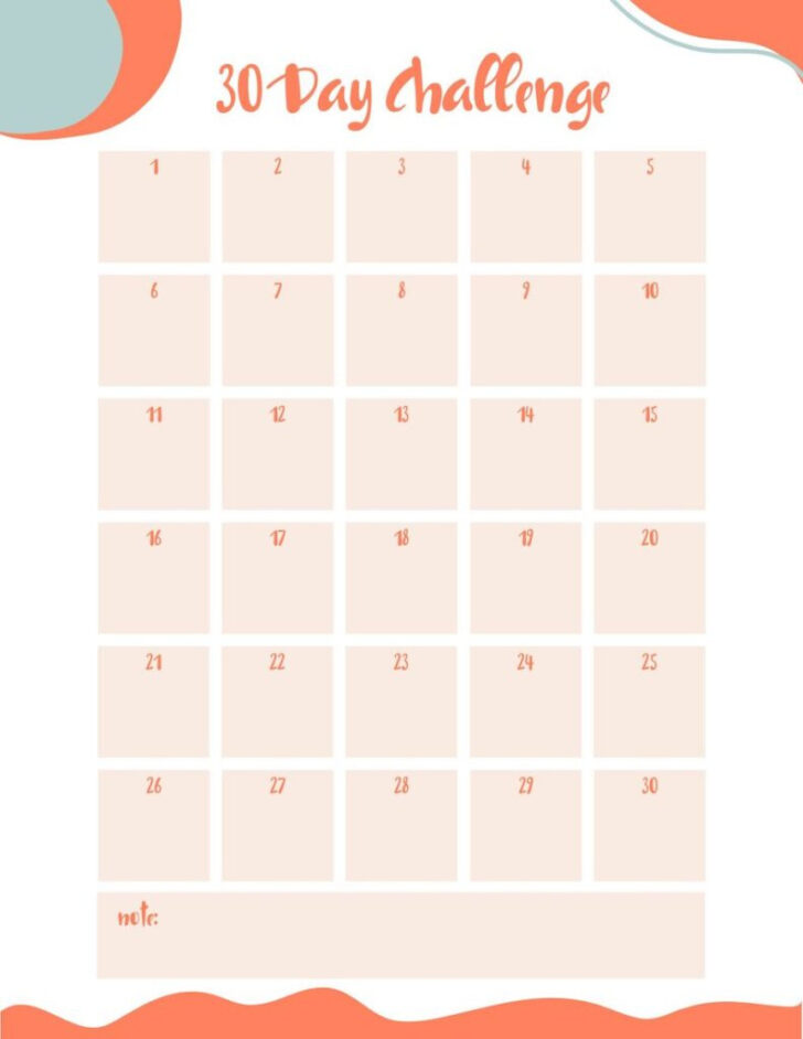 30 Day Printable Calendar