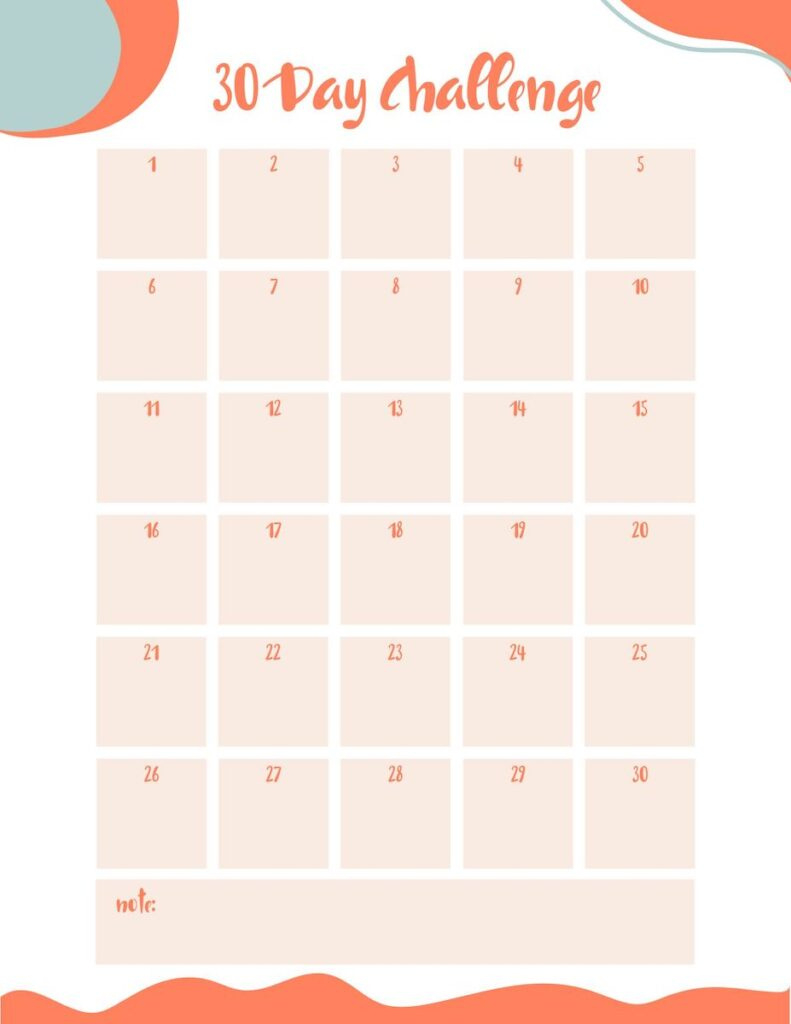 Free Printable 30 Day Challenge Calendar - Originalmom inside 30 Day Printable Calendar