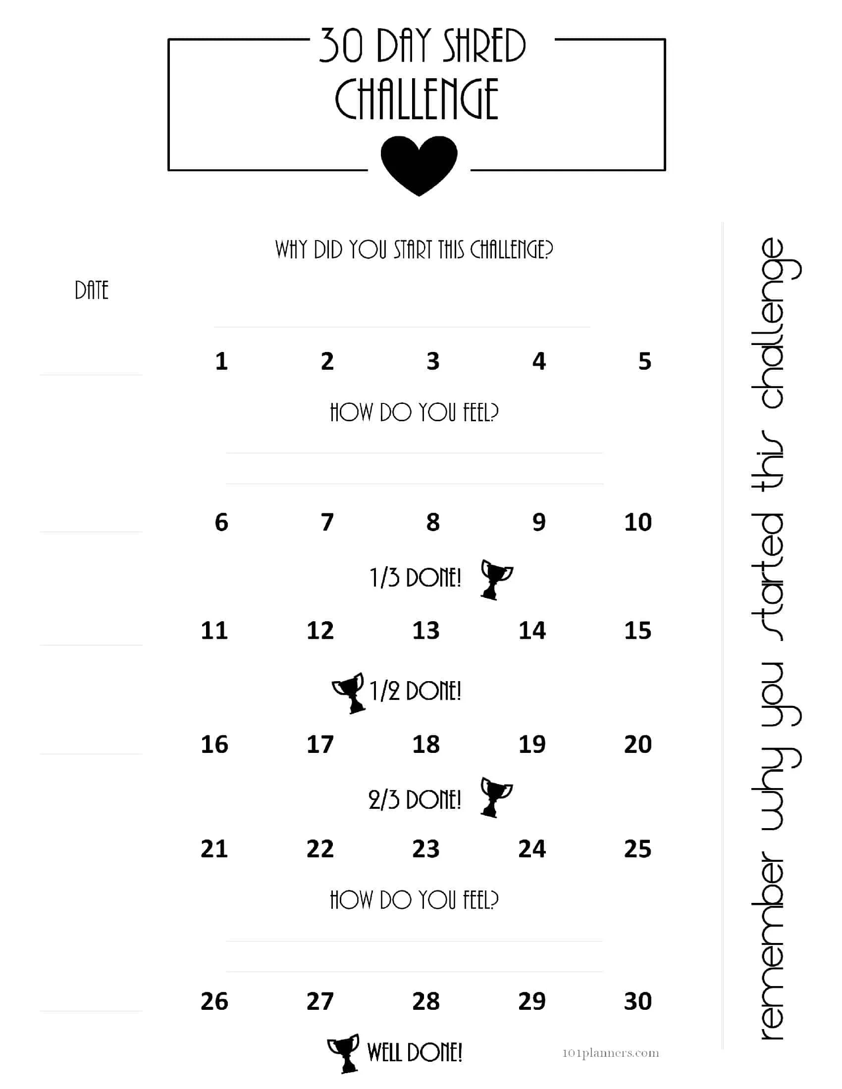 Free Printable 30 Day Shred Calendar pertaining to 30 Day Shred Calendar Printable