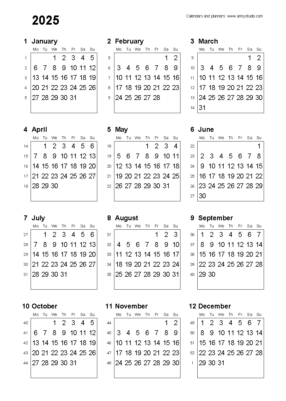 Free Printable Calendars And Planners 2025, 2026 And 2027 intended for A5 Size Calendar 2025 Printable