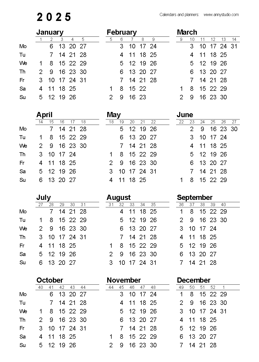 Free Printable Calendars And Planners 2025, 2026 And 2027 intended for Free Printable Calendar 2025 Page