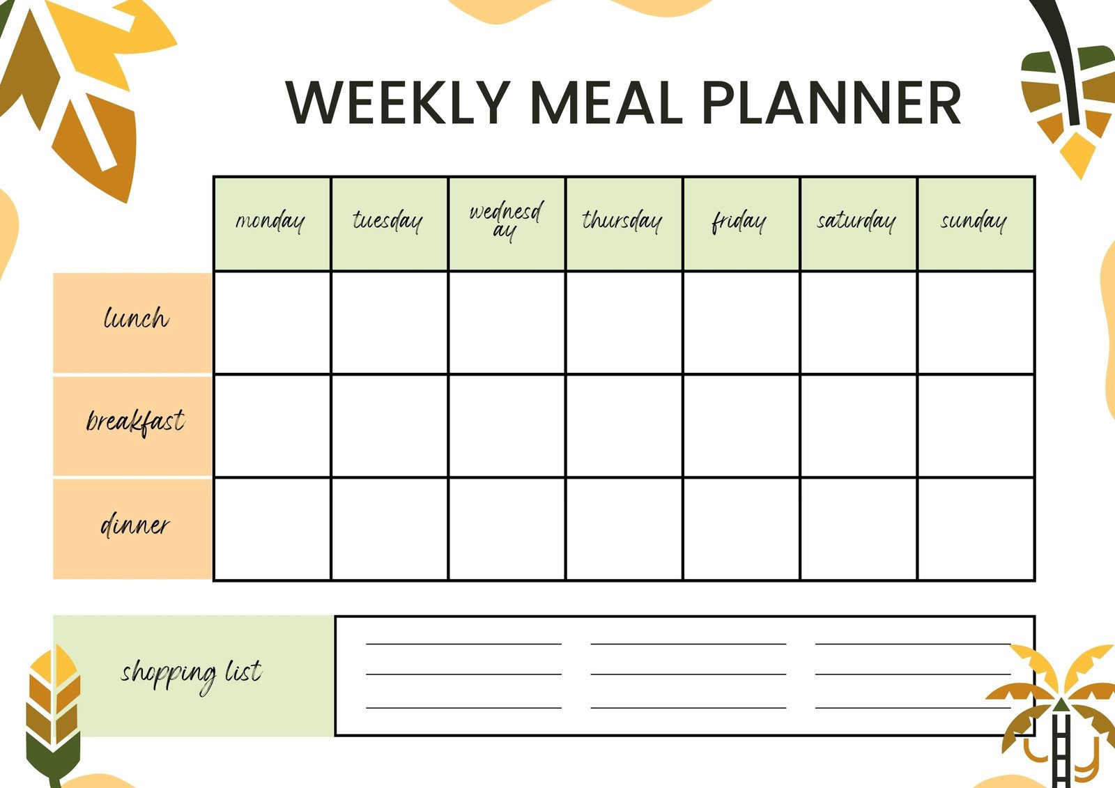 Free Printable, Customizable Monthly Menu Templates | Canva regarding Printable Weekly Menu Calendar 2025