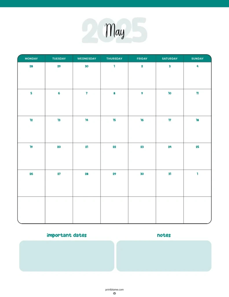 Free Printable May 2025 Calendar - 40+ Free Pdf Calendars with regard to 2025 Workout Calendar Printable Free