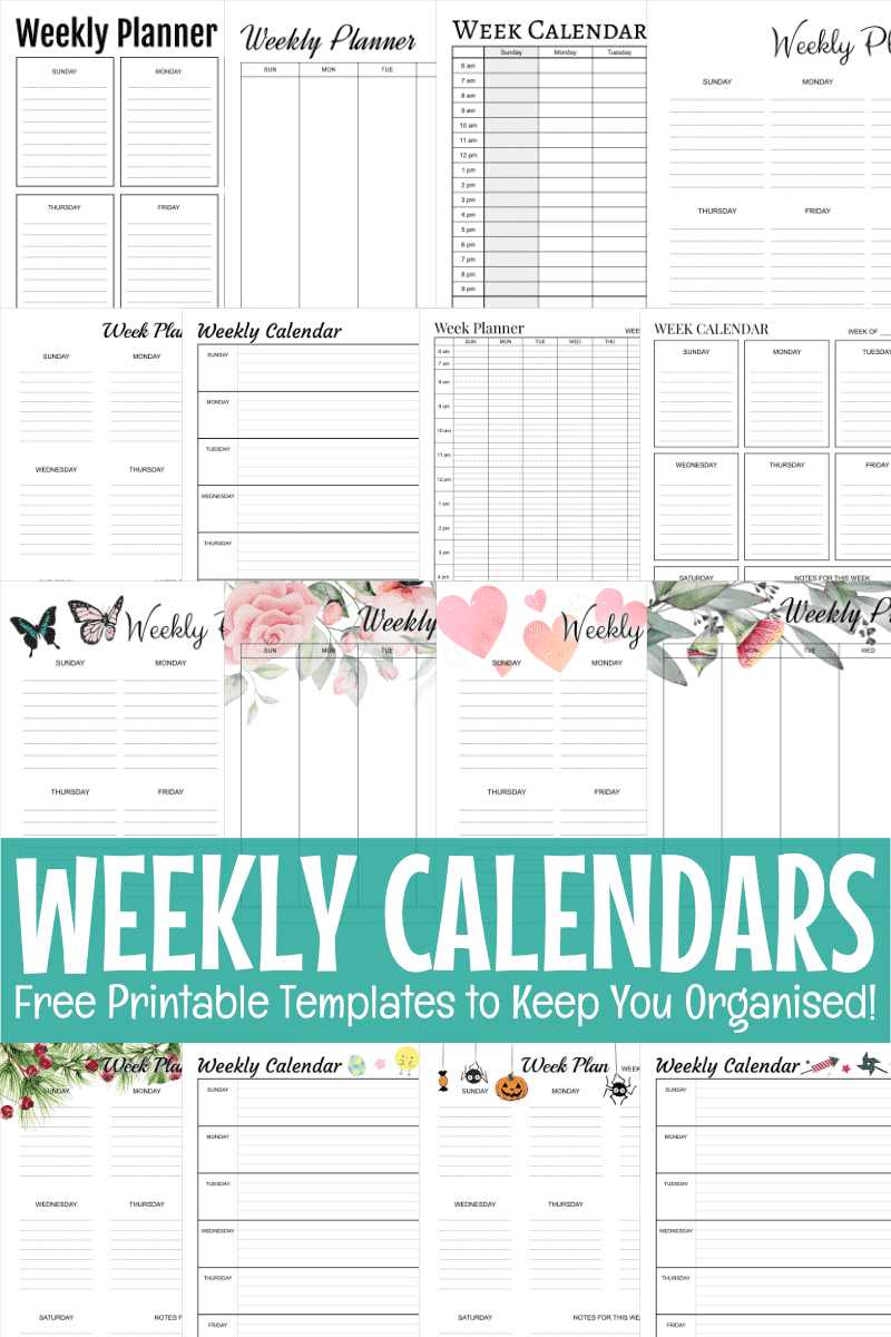 Free Printable Weekly Calendar Template with Printable Weekly Menu Calendar 2025