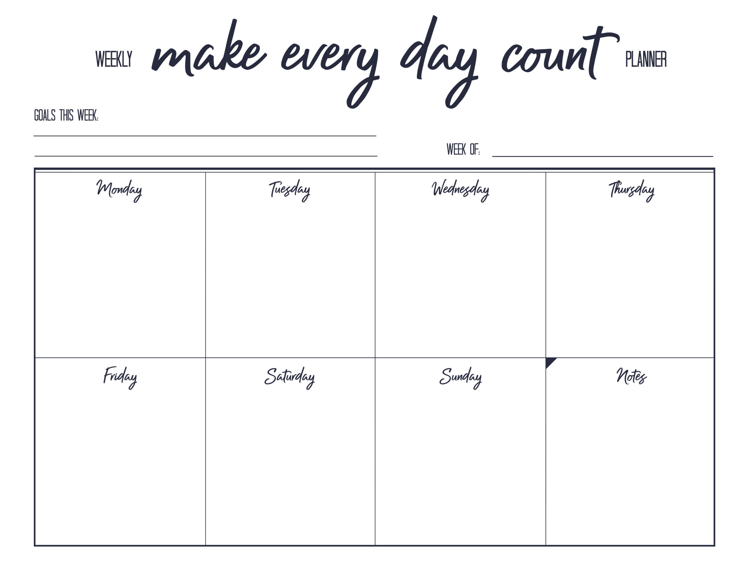 Free Printable Weekly Planner | The Happy Housie inside 7 Day Printable Free Weekly Calendar Printable