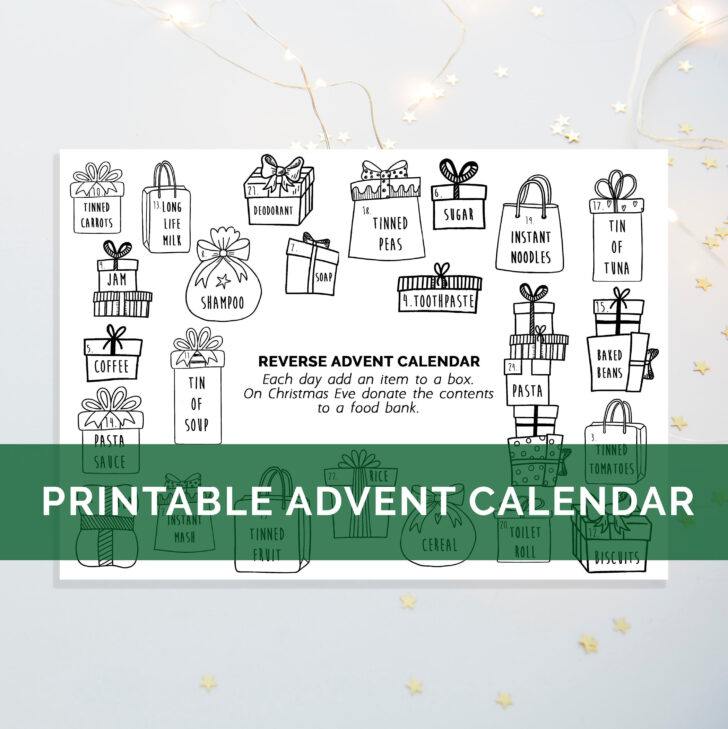 Printable Reverse Advent Calendar 2025 Template