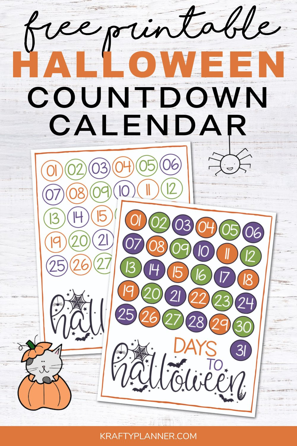 Halloween Countdown Calendar Free Printable — Krafty Planner throughout Halloween Countdown Calendar 2025 Printable