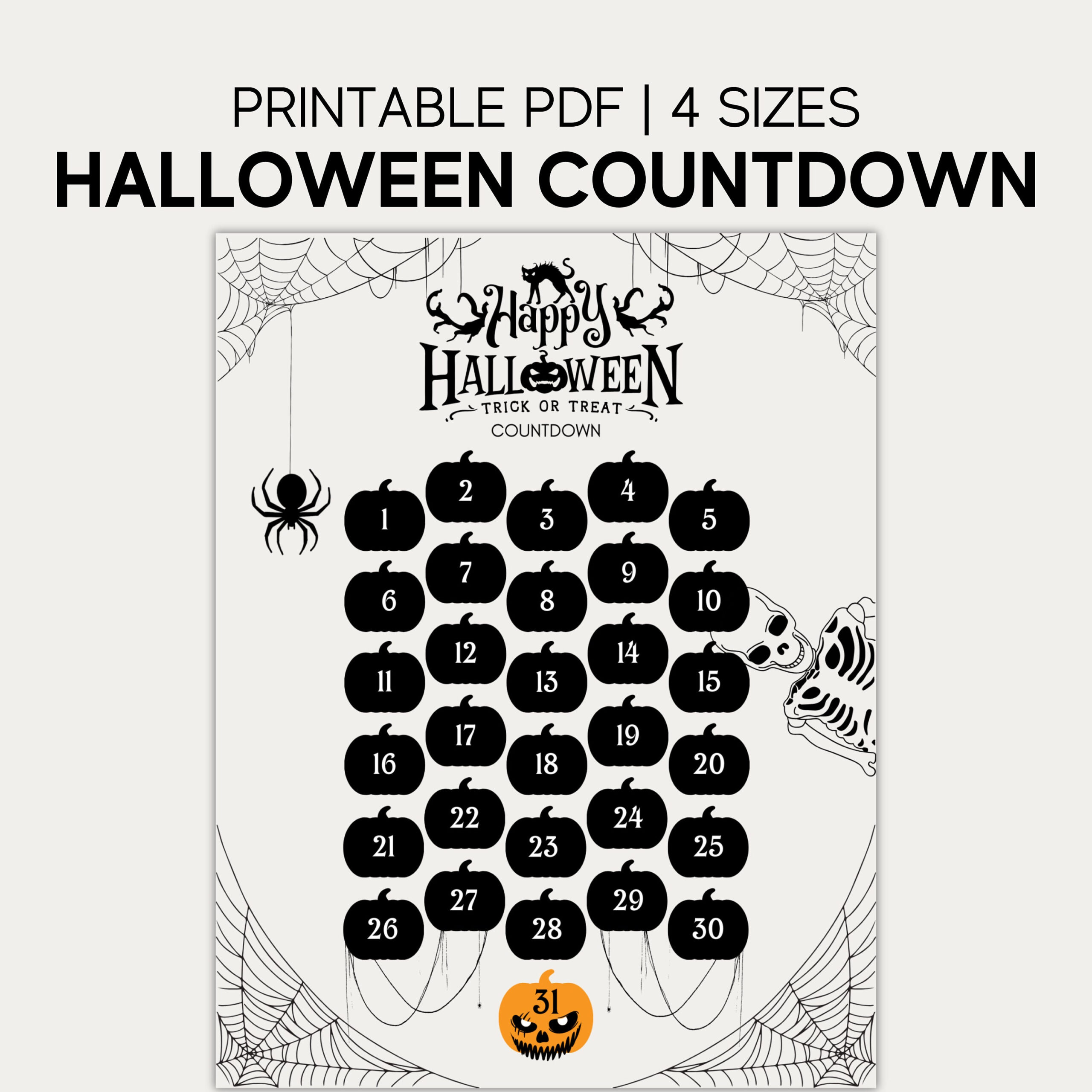 Halloween Countdown Calendar Printable Halloween Wall Art intended for Halloween Countdown Calendar 2025 Printable