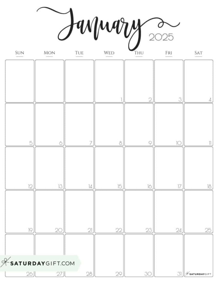 Printable Calendar January 2025 Free