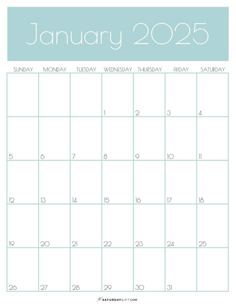 January 2025 Calendar - 20 Cute &amp;amp; Free Printables | Saturdaygift regarding January 2025 Calendar Printable Vertical