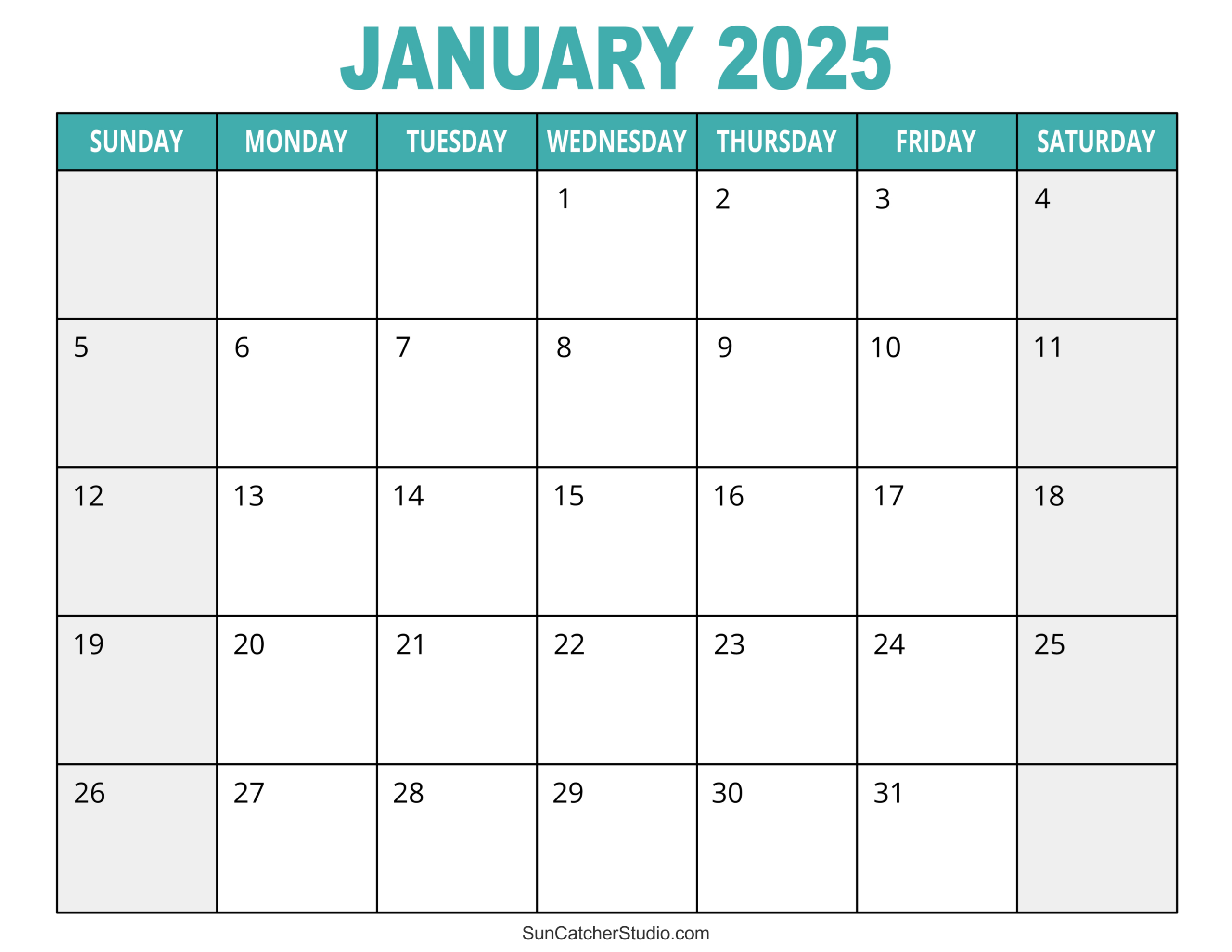 January 2025 Calendar (Free Printable) – Diy Projects, Patterns in 2025 Monthly Calendar Printable Free