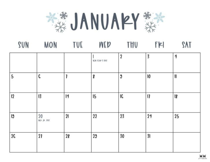 2025 Monthly Calendar Printable Free