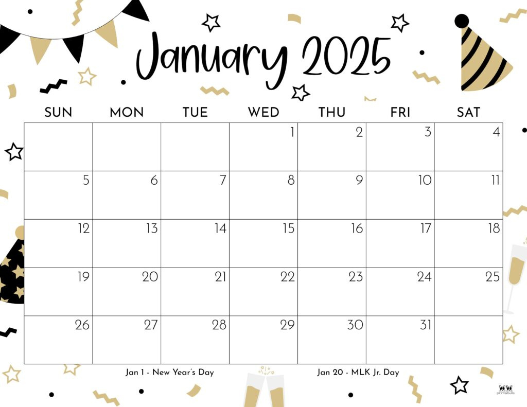 January 2025 Calendars - 107 Free Printables | Printabulls in Calendar Printable January 2025