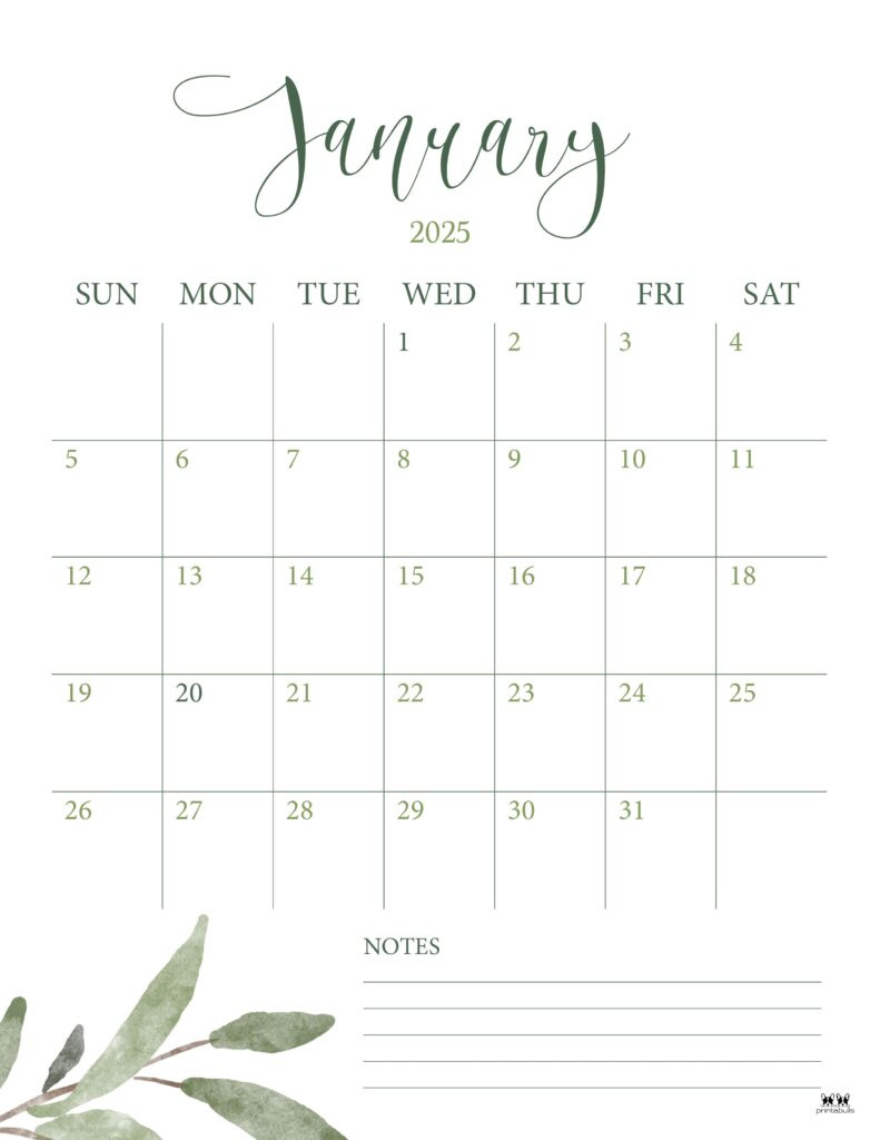 January 2025 Calendars - 107 Free Printables | Printabulls pertaining to Free Printable 2025 January Calendar