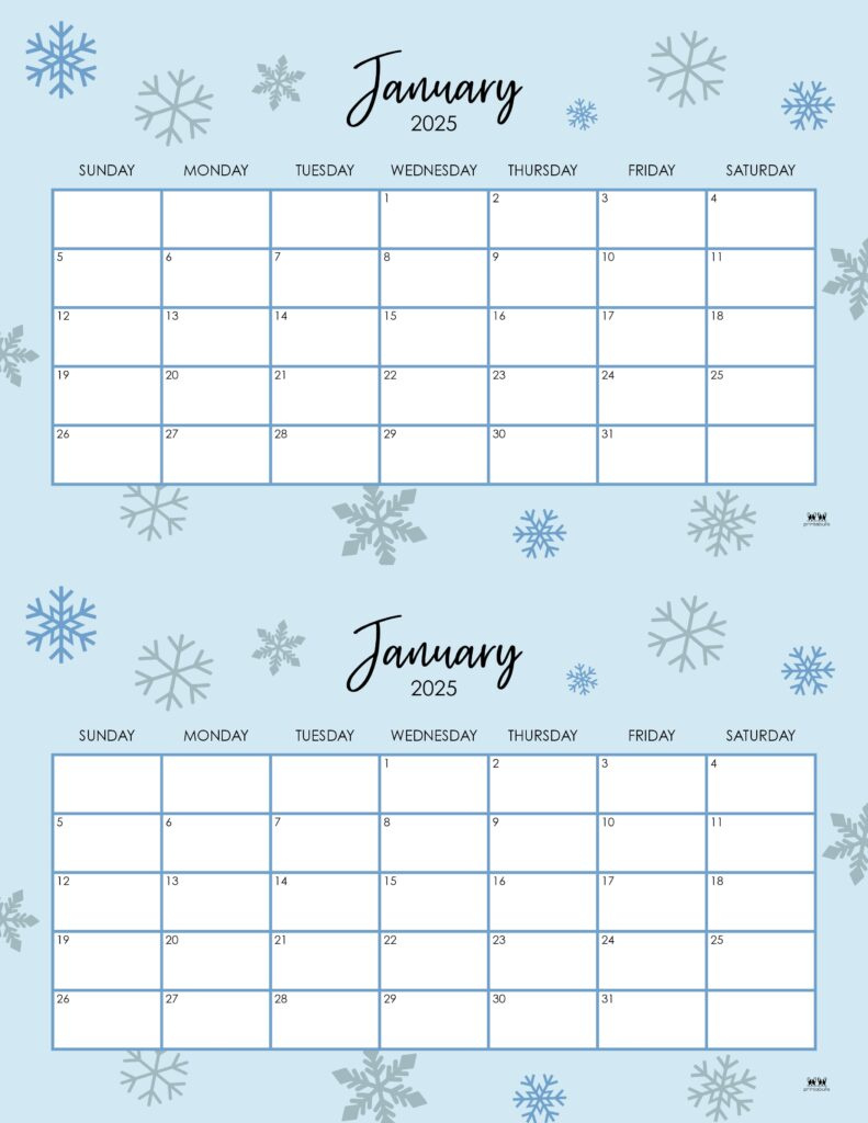 January 2025 Calendars - 107 Free Printables | Printabulls regarding Small Printable Monthly Calendar 2025