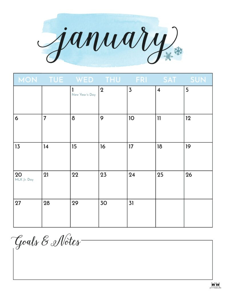 January 2025 Calendars - 107 Free Printables | Printabulls with regard to January 2025 Calendar Printable Cute