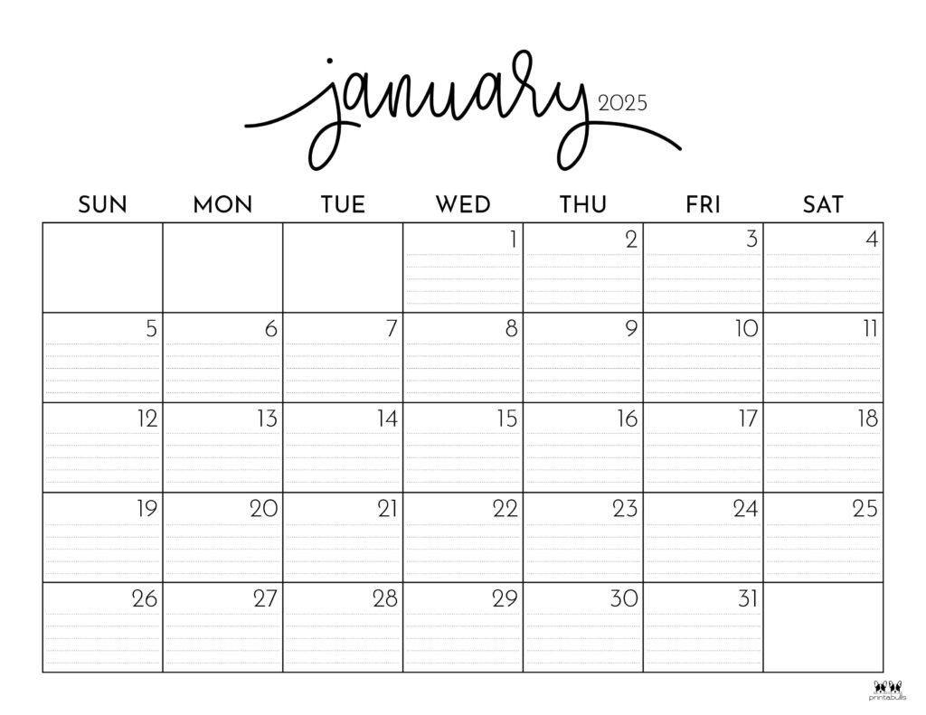 January 2025 Calendars - 107 Free Printables | Printabulls with Small Printable Monthly Calendar 2025