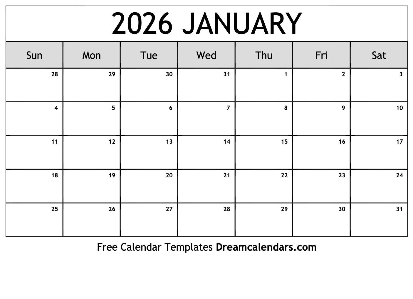 January 2026 Calendar - Free Printable With Holidays And Observances pertaining to Free Printable Calendar January 2026