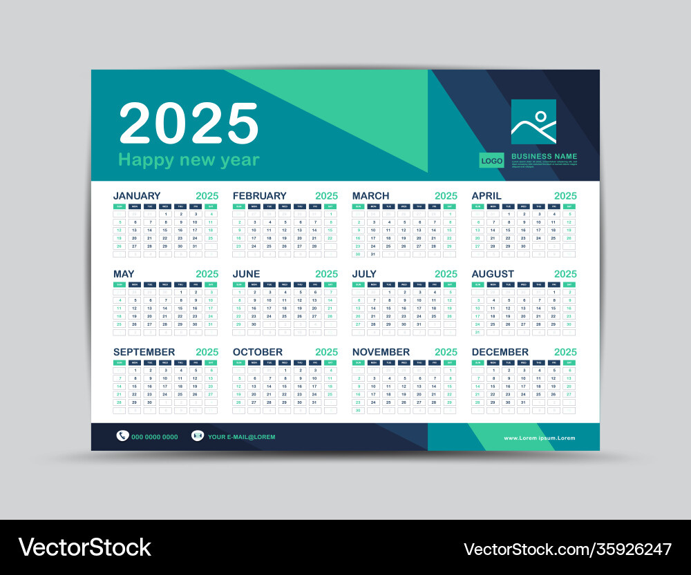 Kalender 2025 Vorlage Schreibtisch Design Vektorbild with regard to Desk Calendar 2025 Printable