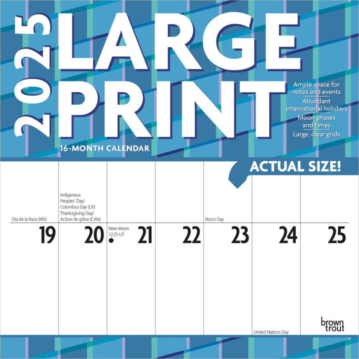 Large Square Printable Calendar 2025