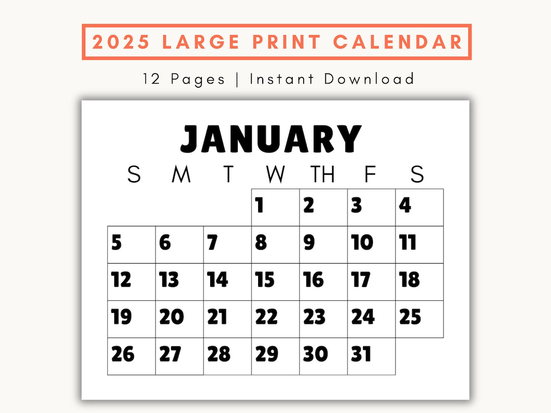 Large Print Monthly Calendar, 2025, Senior Citizen Calendar With regarding Large Monthly Calendar 2025 Printable